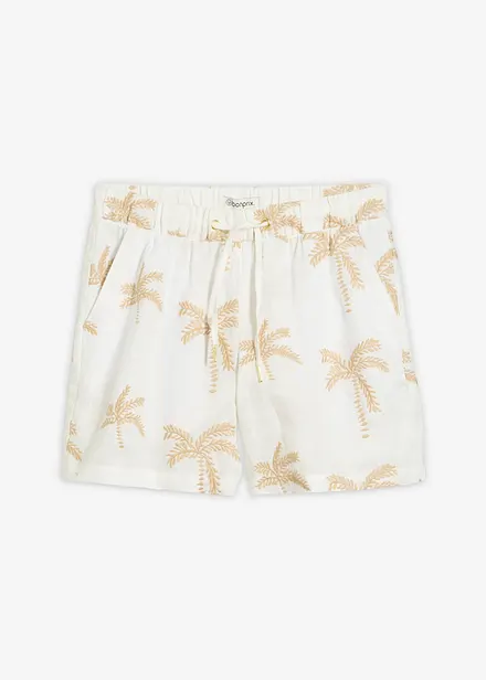 Linneshorts med broderi