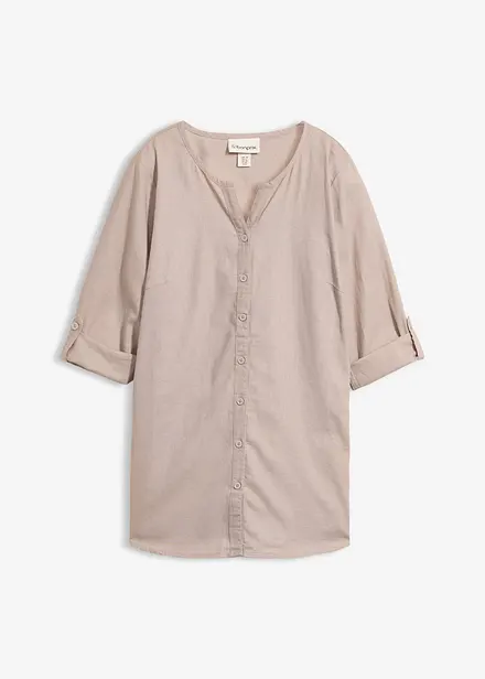 Blus i linneblandning med 3/4-&auml;rm
