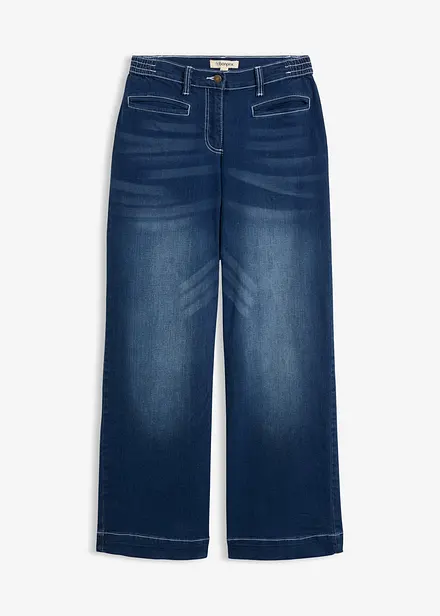 Wide Leg Jeans Mid Waist, med bekv&auml;m midja