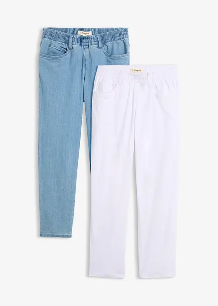 Jeans med bekv&auml;m medelh&ouml;g midja (2-pack), raka ben