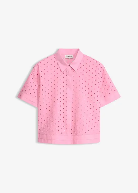 Blus med h&aring;lbroderi