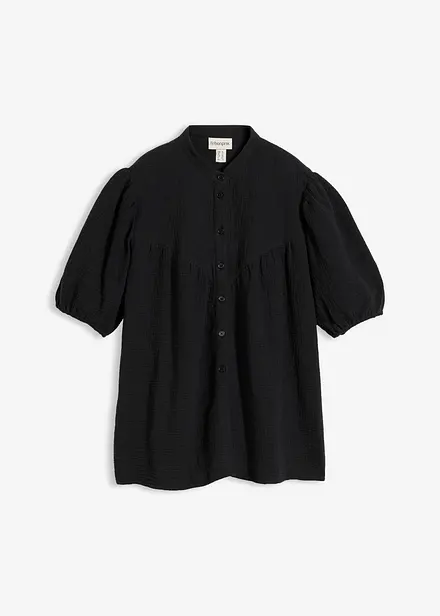 Kort&auml;rmad blus i luftig muslin