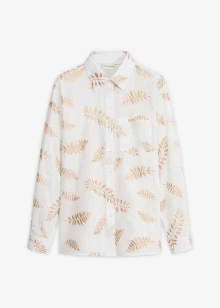 Blus i bomull med broderi
