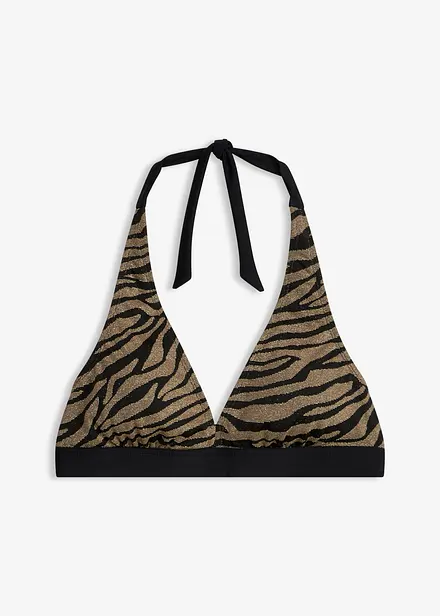 Bikini&ouml;verdel med halterneck i glansigt material