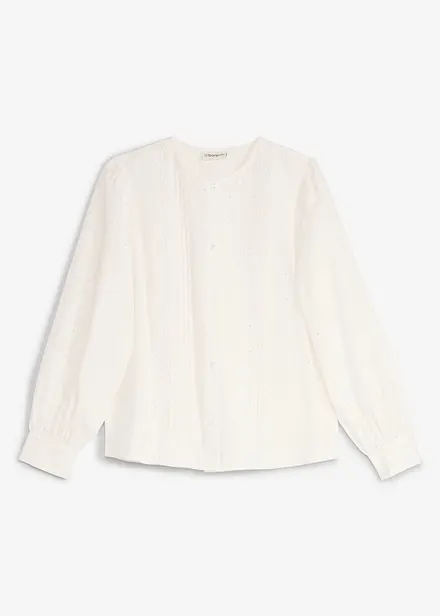 Blus av poplin med struktur