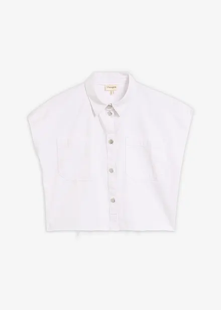 Kort jeansblus i fyrkantig modell