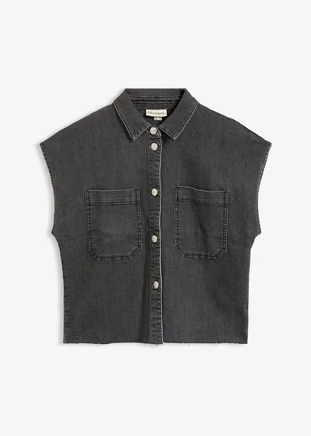 Kort jeansblus i fyrkantig modell