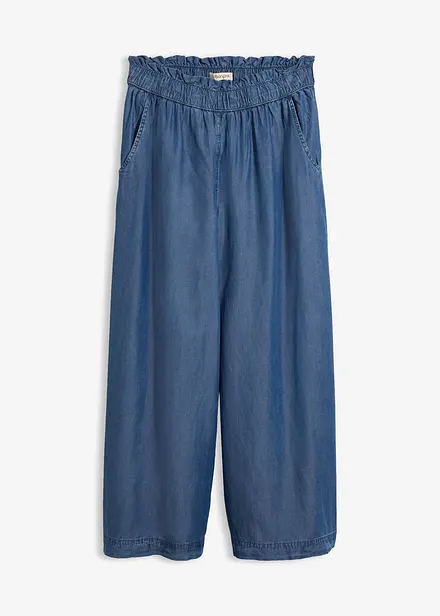 F&ouml;ljsamma palazzojeans med slits i sidan, 7/8-l&auml;ngd