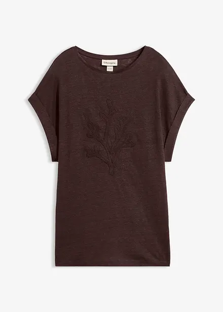 T-shirt i linne med broderi