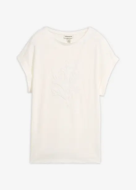 T-shirt i linne med broderi