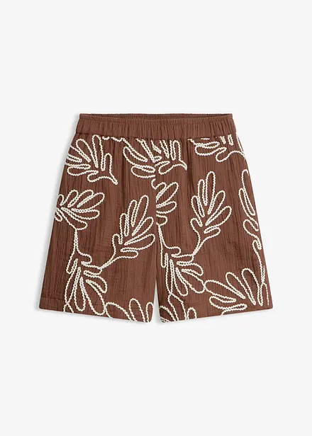 Shorts av bomull med broderi