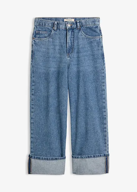 Wide Leg Jeans Mid Wais, Cropped