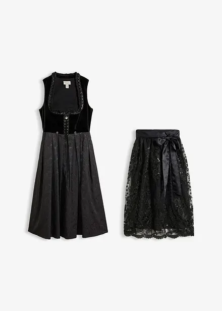 Dirndl med sammetskjol (2 delar)