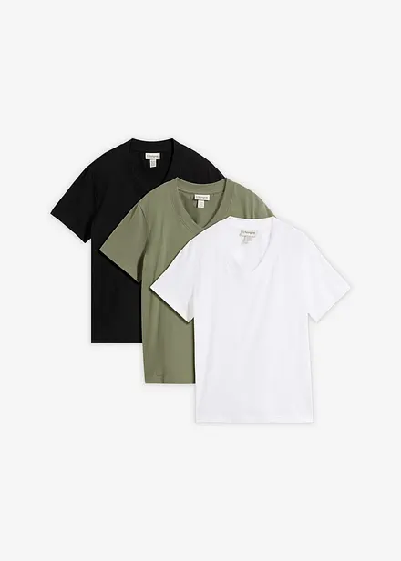 T-shirt med V-ringning i ekologisk bomull (3-pack)