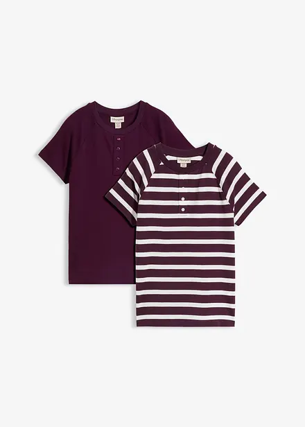 Topp med raglansk&auml;rning, av bomull (2-pack)