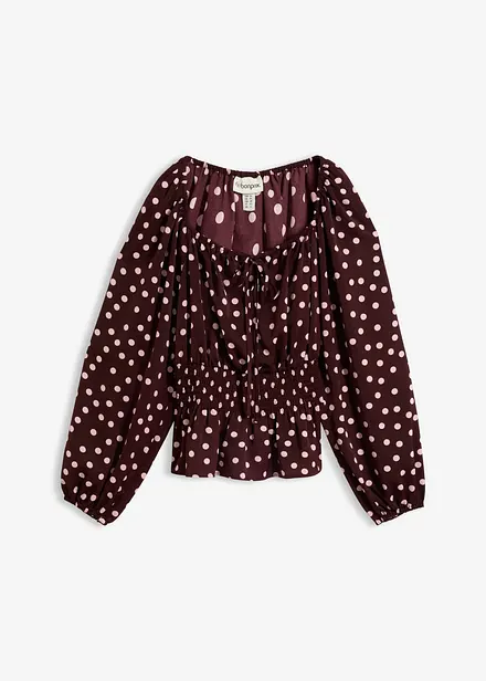 Blus i f&ouml;ljsam satin