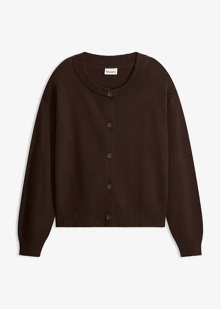 Stickad cardigan i kort modell, av bomullsmix