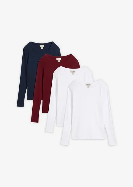 Ribbstickad topp i ekologisk bomull (4-pack)