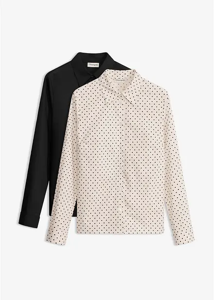 Skjortblus med bomull (2-pack)