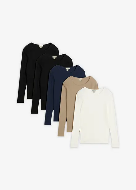 Ribbstickad topp i ekologisk bomull (5-pack)