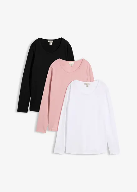 L&aring;ng&auml;rmad topp i ekologisk bomull (3-pack)