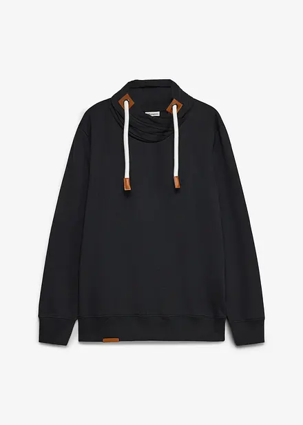 Sweatshirt med sjalkrage och detaljer i skinnimitation