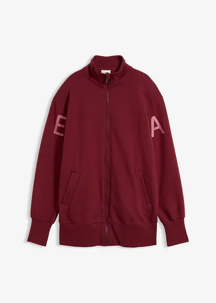 Sweatshirtjacka av elastisk materialmix med ekologisk bomull