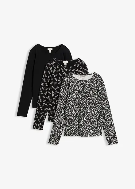 L&aring;ng&auml;rmad topp av elastisk bomullsmix (3-pack)