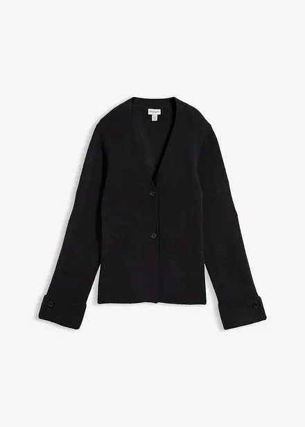 Finstickad cardigan i insv&auml;ngd modell