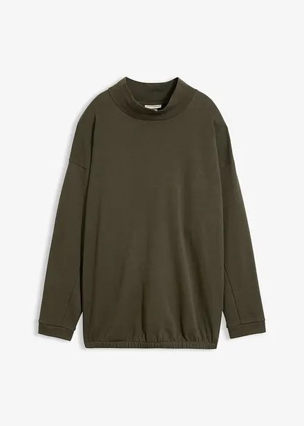 Sweatshirt med fladdermus&auml;rmar, av materialmix med ekologisk bomull