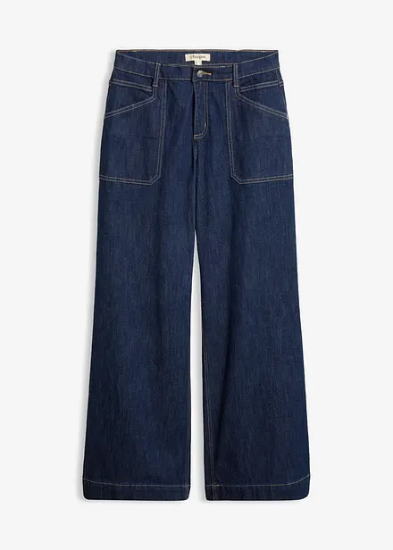 Wide Leg Jeans Mid Waist, med p&aring;sydda fickor