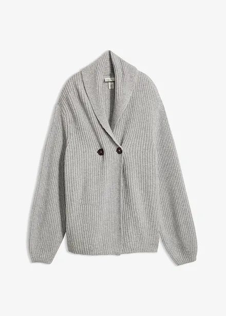 Grovstickad cardigan med krage