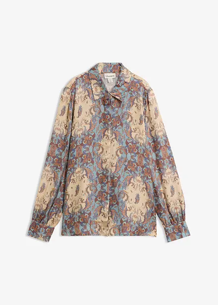 Skjortblus i kupro och siden