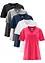 Vid longshirt med V-ringning (5-pack), kortärmad, bonprix