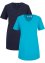 Lång T-shirt i basmodell med V-ringning och korta ärmar (2-pack), bpc bonprix collection