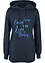 Sportig, feminin sweatshirt med metalliskt texttryck, sprund i sidorna för större rörelsefrihet samt huva, bonprix