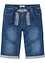 Stretchiga jeansbermudas med broderi, Regular Fit, bonprix