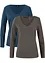 Figurnära långärmad topp (2-pack), bonprix
