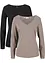 Figurnära långärmad topp (2-pack), bonprix