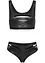 BH-topp + trosa ouvert med öppen gren i wet-look (2 delar), bonprix
