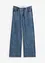 Wide Leg Jeans Mid Waist, med strass, bonprix