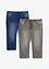 Regular Fit 3/4-jeans i dra på-modell av tunn denim, Straight (2-pack), bonprix