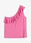 One shoulder-linne med volang i mjuk viskosmix, bonprix