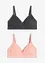 Vadderad bralette utan bygel med ekologisk bomull (2-pack), bonprix