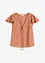 Blus med volangärmar i  glansigt material, bonprix