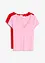 Ribbstickad topp med spetsdetalj (dubbelpack), bonprix