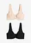 T-shirtbehå med bygel och bomull (2-pack), bonprix