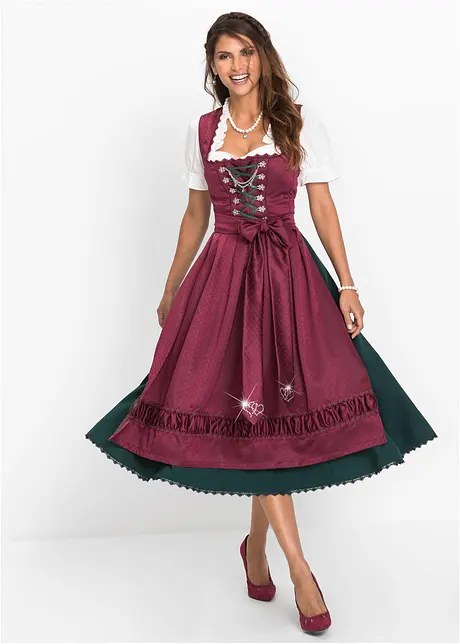 Dirndl med broderat satinförkläde (2 delar), bonprix