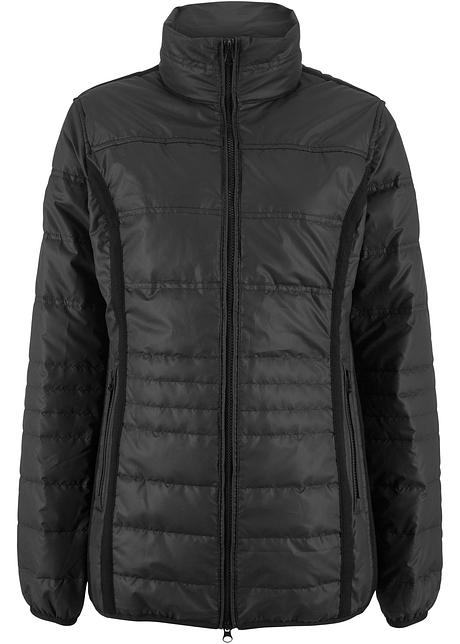 Täckjacka med ribbad infällning svart Dam bpc bonprix Lång jacka svart Dam bpc bonprix collection bonprix.se