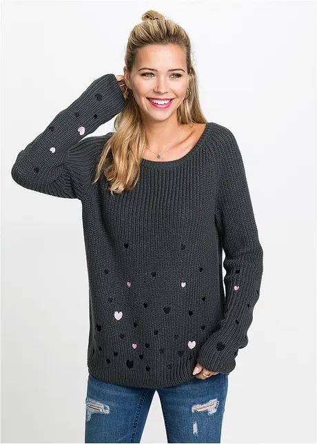 Tröja med broderi, bonprix